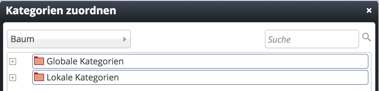 Kategorieauswahl öffnet geschlossen