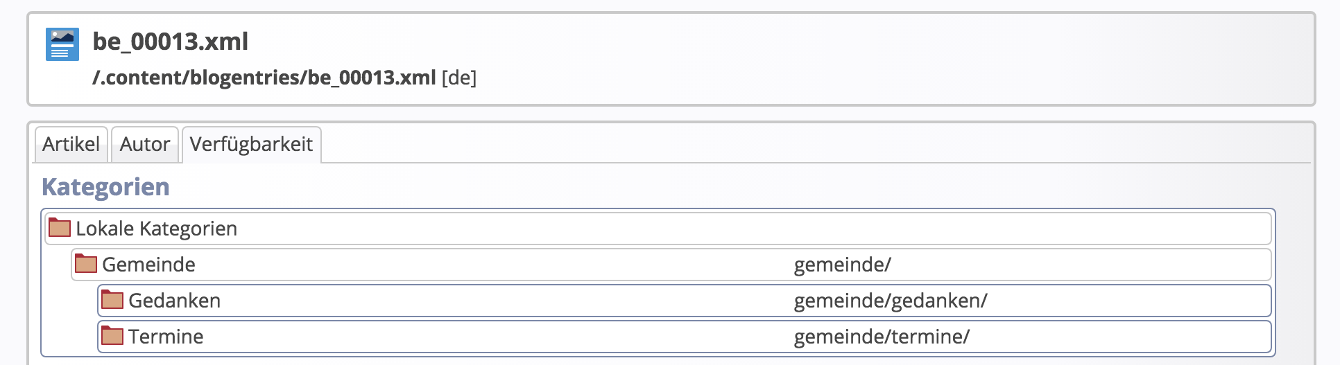 Der neu angelegte Inhalt erhält automatisch die Kategorien der Liste
