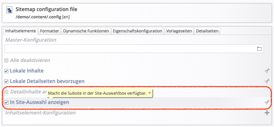 SubSitemapAnzeigenSitemapConfig