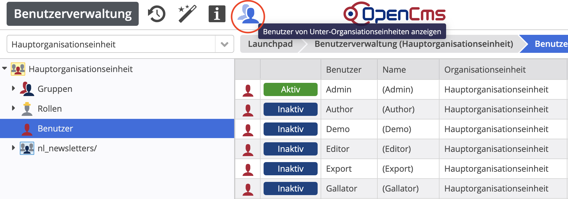 Anzeige aller Benutzer der Unter-OUs
